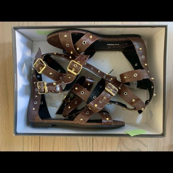 Steve Madden Brown Croc Gladiator Sandals - Picture 3 of 5